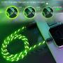 Light up iPhone Charger {MFI Apple Certified} AKAMOS 5ft LED iPhone Charger with Flowing led, USB to Lightning Cable with Quick Charge, Compatible with Phone11/11pro Max/XR/8/8Plus/7/6(Flowing Green)