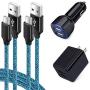 Dual Port Car Charger Adapter + USB Wall Charger Charging Block + 2Pcs 6ft Type C Cable Compatible Samsung Galaxy A10e A20 A50 S10e S10 S9 S8, Note 10/9, LG Stylo 5/4, Google Pixel 3a 4XL, Moto G7 Z4