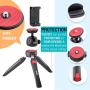 qubo Mini Tripod Camera Holder - Premium Tabletop Small Phone Tripod Mount for GoPro iPhone / Cell Phones Webcam Projector Compact DSLR - Hand Desktop Camera Tripod Stand Table