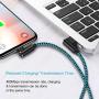 iPhone Charger 90 Degree 10ft 3 Pack Lightning Cable Braided Right Angle Charging Cord Compatible with iPhone Xs Max 8 7 Plus 6 iPad (Blue,10 Foot)