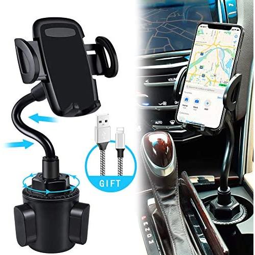 bokilino Car Cup Holder Phone Mount, Universal Adjustable Gooseneck Cup Holder Cradle Car Mount for Cell Phone iPhone 11 Pro/11 Pro Max/11/X/Xs/Xs Max/8/8Plus,Samsung,Huawei,LG, Sony, Nokia (Black)