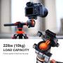 K&F Concept 72 Inch Camera Tripod, S211 Transverse Center Column Aluminium Professional DSLR Tripod with 360 Degree Ball Head,Quick Release Plate,Detachable Monopod 10kg Load for Travel and Work
