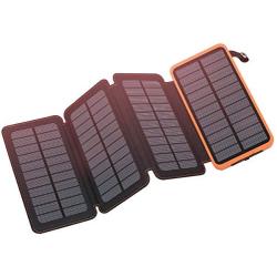 Solar Charger 25000mAh, FEELLE Solar Power Bank with 4 Solar Panels Outdoor Waterproof Solar Phone Chargers with Dual 2.1A USB Ports for Smart Phone, Tablets, Camera, ect.