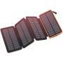 Solar Charger 25000mAh, FEELLE Solar Power Bank with 4 Solar Panels Outdoor Waterproof Solar Phone Chargers with Dual 2.1A USB Ports for Smart Phone, Tablets, Camera, ect.