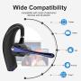 HonShoop Wireless Bluetooth Headset, Handsfree Bluetooth Earpiece V5.0 in Ear with Stereo Mic for iPhone Android Cell Phones Business/Workout/Driving Blue