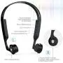Bone Conduction Headphones Wireless Bluetooth Stereo Headset Over Ear Sweatproof Earphone with Microphone for Sports (Black+Blue)