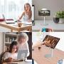 Swhatty Cell Phone Stand Universal Tablet Dock, Angle Height Adjustable Sturdy All Aluminum Alloy Stable Phone Holder for Desk, Compatible with Mobile Phone/iPad 4.7"-12.9" Screen (Sliver)