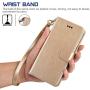Arae Case for iPhone X/Xs, Premium PU Leather Wallet Case [Wrist Straps] Flip Folio [Kickstand Feature] with ID&Credit Card Pockets for iPhone X (2017) / Xs (2018) 5.8 inch (Champagne Gold)