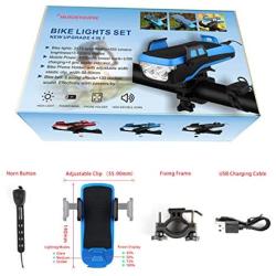 Bike Lights Set Integrated Phone Holder,Bike Bell,Bike Headlight,Power Bank,with 550 Lumens,USB Rechargeable,Waterproof