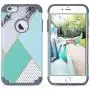 ULAK iPhone 6S Case,iPhone 6 Case, Slim Fit Dual Layer Soft Silicone & Hard Back Cover Bumper Protective Shock-Absorption & Skid-Proof Anti-Scratch Hybrid Case, Artistic/Mint Green Marble