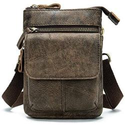 NKns Travel Accessories Leather Pockets Mens Retro Pockets Outdoor 7 Inch Wear Belt Small Pockets Mobile Phone Bag Mens Gadgets