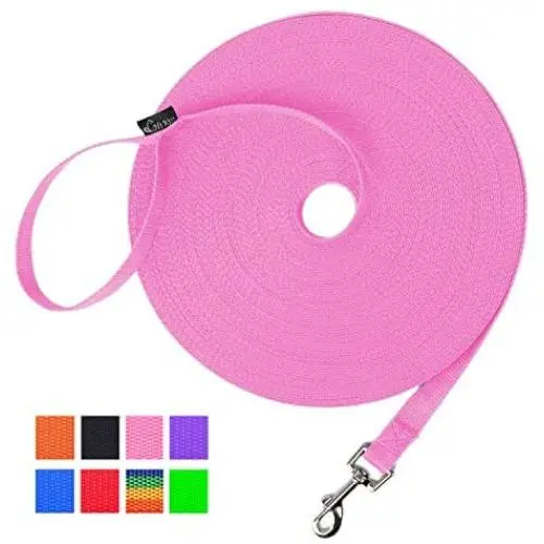 Hi Kiss Dog/Puppy Obedience Recall Training Agility Lead - 15ft 20ft 30ft 50ft 100ft Training Leash - Great for Training, Play, Camping, or Backyard Hi Kiss Dog/Puppy Obedience Recall Training Agility Lead - 15ft 20ft 30ft 50ft 100ft Training Leash - Great for Training, Play, Camping, or Backyard
