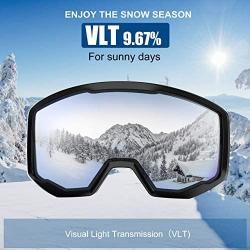 NXONE Ski Goggles for Men and Women, Anti-Fog Over Glasses Snowboard Goggles with UV Protection, Windproof Helmet Compatible Dual Lens Goggles-100% UV Protection