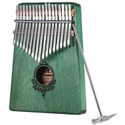 TREELF 17-key Kalimba Portable Thumb Piano Wood Body Musical Instrument Great for Kalimba lovers and beginners (green)