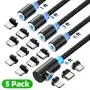 Magnetic Charging Cable (5Pcak,1ft/3ft/3ft/6ft/6ft) 3 in 1 Magnet Charge Charger USB Cable Micro USB Type-c and iProduct Black Mobile Cable Magnetic Charging Cable (5Pcak,1ft/3ft/3ft/6ft/6ft) 3 in 1 Magnet Charge Charger USB Cable Micro USB Type-c and iProduct Black Mobile Cable