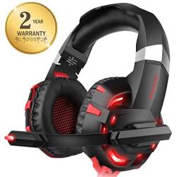 WILLNORN K2 Gaming Headset with Mic Noise Cancelling Over Ear Headphones for PC, PS4, Controller, Laptop, LED Light, Stereo Sound with Bass (Red)