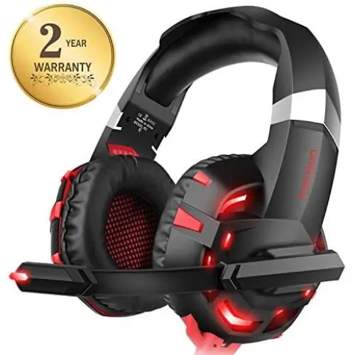 WILLNORN K2 Gaming Headset with Mic Noise Cancelling Over Ear Headphones for PC, PS4, Controller, Laptop, LED Light, Stereo Sound with Bass (Red) WILLNORN K2 Gaming Headset with Mic Noise Cancelling Over Ear Headphones for PC, PS4, Controller, Laptop, LED Light, Stereo Sound with Bass (Red)