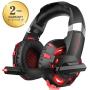 WILLNORN K2 Gaming Headset with Mic Noise Cancelling Over Ear Headphones for PC, PS4, Controller, Laptop, LED Light, Stereo Sound with Bass (Red)