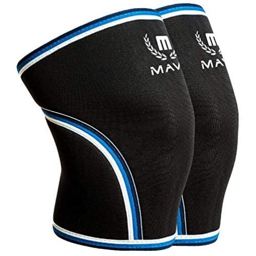 Mava Sports Pair of Knee Compression Sleeves Neoprene 7mm for Men & Women for Cross Training WOD, Squats, Gym Workout, Powerlifting, Weightlifting