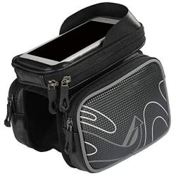 Top Tube Bags,Waterproof Bicycle Bag, Bicycle Waterproof Stand with Reflective Design, Bicycle Frame with Waterproof Touch Screen for Smartphones Under 6.0 Inches,Gray