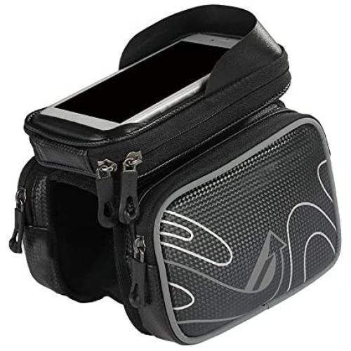 Top Tube Bags,Waterproof Bicycle Bag, Bicycle Waterproof Stand with Reflective Design, Bicycle Frame with Waterproof Touch Screen for Smartphones Under 6.0 Inches,Gray
