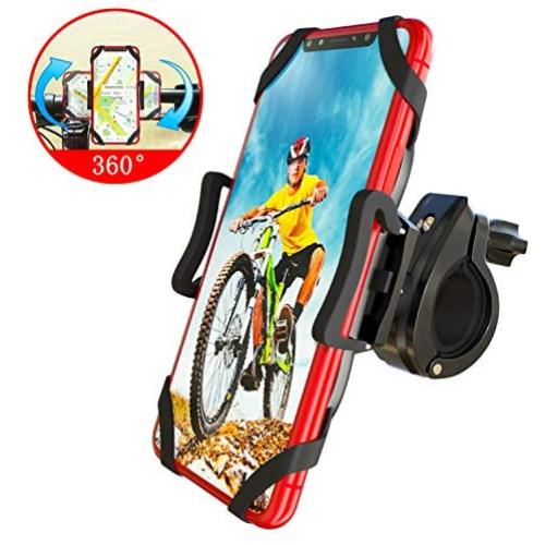 Bike Phone Mount, Detachable 360° Rotation Adjustable Universal Silicone Handlebar Cradle Motorcycle Phone Mount -for iPhone 11 Pro Max/X/XR/XS MAX/8/7 Plus, Samsung Galaxy S20 or Any Cell Phone…
