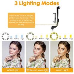 Selfie Ring Light with Tripod Stand and Cell Phone Holder for Live Stream/Makeup,Bluetooth Selfie Stick Tripod Stand with Light, Portable 5 Inch Ring Light