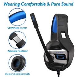 Stereo Wired Noise Cancelling PS4 Xbox one Headset Playstation 4 Gaming Headset with Microphone Volume Control Over On Ear Deep Bass Surround Sound Headphone Earphones PC Tablet Laptop