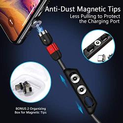 Magnetic Charging Cable, AMZLIFE 3 in 1 360°& 180°Rotation Magnetic Phone USB Cable Compatible with Mirco USB, Type C Smartphone and iProduct Device(2 Pack 3.3 ft, 1 Pack 6.6 ft)