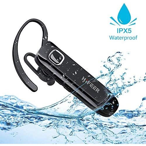 Bluetooth Earpiece for Cellphone, IPX5 Waterproof, 16 Hrs Talking Wireless Bluetooth Headsets for iPhone, Android, Samsung, Hands Free Earphone with Noise Cancelling Mic for Outdoor/Business