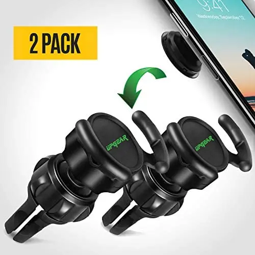 UPGear Phone Clip Car Mount & Holder for Cell Phone [2 Pack] - Air Vent Clip Designed for Android or iPhone with Phone Clip || Sturdy Mount with 360 Degrees Grip & Lock for GPS Navigation