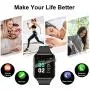 Smart Watch for Android Phones iPhone Compatible for Women Men - Aeifond Bluetooth Touch Screen Smartwatch Fitness Tracker with Camera Step Calorie Counter Sleep Monitor SIM SD Card Slot (Black)