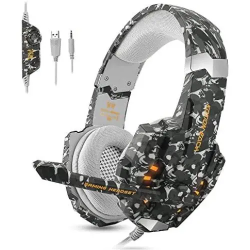 ECOOPRO Gaming Headset for PS4 Xbox One PC, Stereo Gaming Headphones with Noise Cancelling Mic, Bass Surround, LED Light & Soft Memory Earmuffs for PC Mac Nintendo Switch (Camouflage) ECOOPRO Gaming Headset for PS4 Xbox One PC, Stereo Gaming Headphones with Noise Cancelling Mic, Bass Surround, LED Light & Soft Memory Earmuffs for PC Mac Nintendo Switch (Camouflage)