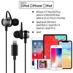 Lightning Earphones Earbuds Headphones Compatible iPhone 11 Pro Max iPhone X XS Max XR iPhone 8 Plus iPhone 7 Plus, MFi Certified Wired Earphones Built-in Microphone Volume Controller