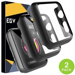 EGV [2 Pack] Tempered Glass Case for Apple Watch 42mm Series 3/2 / 1, iWatch 42mm Screen Protector Cover, All Around Hard PC Protective Case - Black