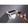 YISMAN Toilet Paper Holder White Bathroom Tissue Roller Hanger with Cell Mobile Phone Shelf Wall Mounted