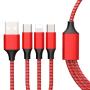 3in1 Cable, (4ft +6.6ft 2pack red)3AUSB Charging Cable, Universal Cable, Multifunctional Cable, Compatible with All Mobile Phones in The Market