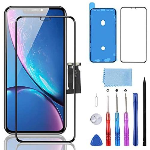 YPLANG for iPhone XR Screen Replacement, LCD Display Touch Screen Digitizer Assembly with Complete Repair Tool Kit, Tempered Glass, Repair Flowchart, Magnetic Screws Map for iPhone XR 6.1 inch