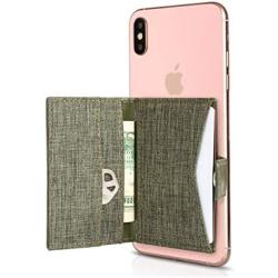 Cell Phone Card Holder Stick on Wallet Phone Pocket for iPhone, Android and All Smartphones (Olive Green)