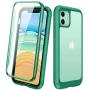 Diaclara iPhone 11 Case, Full Body Rugged Case with Built-in Touch Sensitive Anti-Scratch Screen Protector, Soft TPU Bumper Case Cover Clear Designed for iPhone 11 6.1" (Green and Clear)