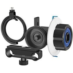 Neewer Follow Focus with Gear Ring Belt for Canon Nikon Sony and Other DSLR Camera Camcorder DV Video Fits 15mm Rod Film Making System,Shoulder Support,Stabilizer,Movie Rig(Blue+Black)