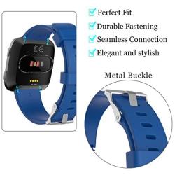KingAcc Compatible Replacement Bands for Fitbit Versa, Soft Silicone Fitbit Versa Band, Metal Buckle Sport Wristband Strap Women Men Large Small White, Black, Peach, Gray