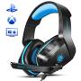 Xbox One Gaming Headset, PHOINIKAS H1 Wired Gaming Headset for PS4, PC, Laptop, Mac, iPad, Nintendo Switch Games, Over Ear Headphone with Microphone, Bass 5.1 Surround, LED Light, Gift for Kids (Blue)
