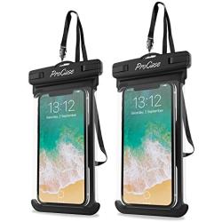 ProCase Universal Waterproof Case Cellphone Dry Bag Pouch for iPhone 11 Pro Max Xs Max XR XS X 8 7 6S Plus SE 2020, Galaxy S20 Ultra S10 S9 S8 +/Note 10+ 9, Pixel 4 XL up to 6.9" - 2 Pack, Black