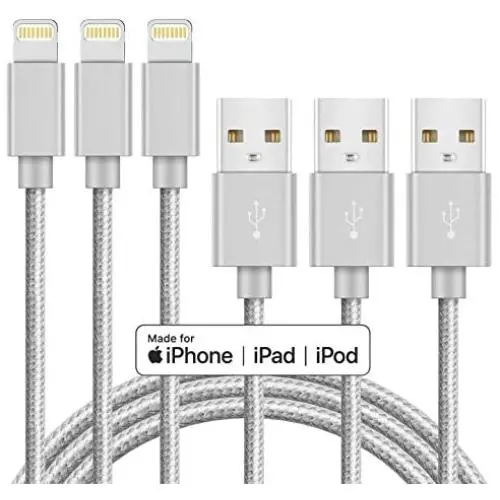 iPhone Charger Cable MFi Certified Lightning Cord 3Pack 6ft USB Fast Charging Syncing Cable Nylon Braided iPhone SE 11 Pro MAX Xs XS MAX XR X 8 7 6 5 Plus S E iPad iPod Grey iPhone Charger Cable MFi Certified Lightning Cord 3Pack 6ft USB Fast Charging Syncing Cable Nylon Braided iPhone SE 11 Pro MAX Xs XS MAX XR X 8 7 6 5 Plus S E iPad iPod Grey