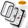 Deilin 2 Packs Hard PC Case Compatible with Apple Watch Series 5 Series 4 44mm Buit in 9H Tempered Glass Screen Protector, Slim Bumper Cover Overall Protective Scratch Resistant for iwatch Series 5/4