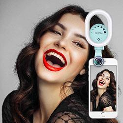 Selfie Ring Light with 120° Wide Angle Lens, Evershop Clip-on Rechargeable LED Fill Light for iPhone, Samsung, Huawei and All Smartphones/Tablets/Computer