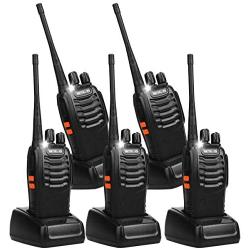 Retevis H-777 Walkie Talkies Rechargeable Long Range Led Flashlight Emergency 16CH Hand Free Two Way Radio for Adults with Usb Charging Base and Adapters(5 Pack)