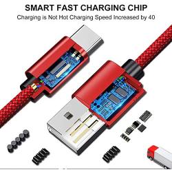 CLEEFUN USB C Cable Fast Charging, [6 Pack, 3/3/6/6/10/10 ft] Nylon Braided USB A to Type C Charger Cord Compatible with Samsung Galaxy S10e S20 S10 S9 S8 Plus, Note 10 9 8, Moto G8 G7 G6, LG G8 G7