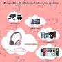 VersionTECH. Stereo Gaming Headset for Kids Teenagers Girls Boys, Foldable On Ear Headphone Earphones with Detachable Microphone, 85dB Volume Limited for PC, PS4, Xbox 1, NS, Tablet, Cellphones(Pink)